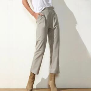 Brochu Walker Fiera Pant Pull On Pleated Tapered Crop Whisper Melange Grey Med